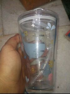 Glass Tumblr with Silicone Straw and Lid for Milk,