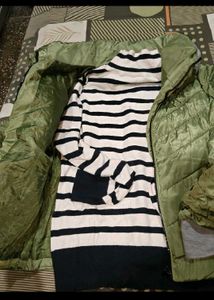 Striped Knit Sweater &amp; Green Jacket 32_34