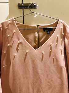 Elegant Pearl Detail Bell Sleeve Dress