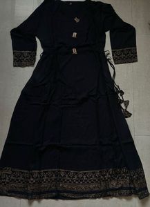 Elegant Black Kurta Set with Golden Print