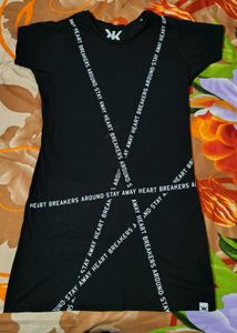 Black Graphic Print T-Shirt Dress