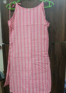 Pink Striped Sleeveless Kurta