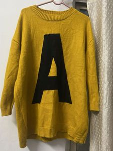 Yellow Knit 'A' Sweater Dress