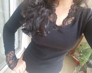 Black Lace Trim Top