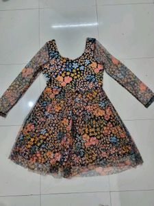 Floral Print Sheer Sleeve Mini Dress
