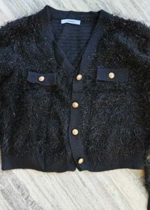Fuzzy Black Cardigan
