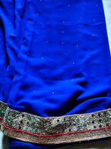 Royal Blue Embellished Saree