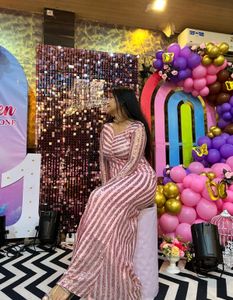 Sparkly Pink Striped Gown