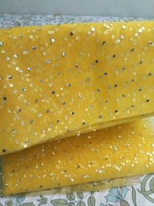 Yellow Sequined Net Dupatta