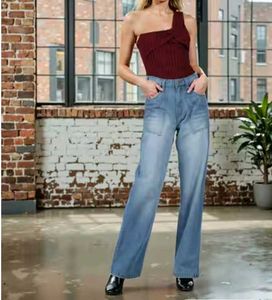 Shein Full Length Flared Fit Jeans With Pockets