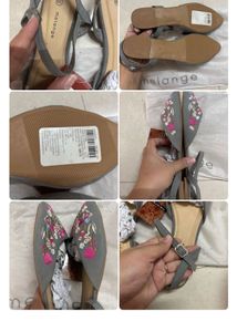 Embroidered Grey Ballet Flats