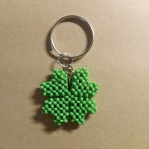Handmade Beaded Four-Leaf Clover Keychain