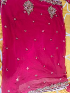 Red Embroidered Georgette Saree