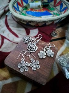 COMBO OF GERMAN SILVER CUTE EARRINGS