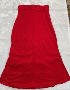 Red Maxi Skirt with Drawstring