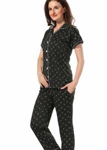 Women's Black Printed Pajama Set