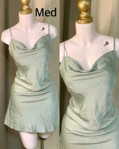 Satin Slip Dress - Mint Green