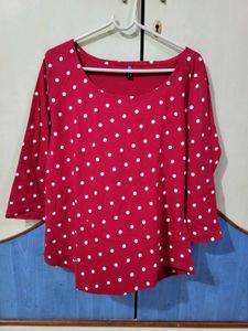 VOGUISH POLKA DOT PINKISH RED TOP