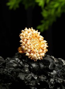 Elegant Pearl & Gold Statement Ring