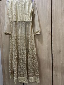 Elegant Beige Embroidered Anarkali