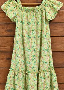 Matalan Girls Green Floral Cold Shoulder Dress – A