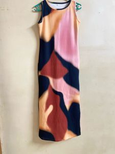 Abstract Print Midi Dress . size - S