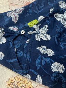 Navy Blue Floral Print Dress