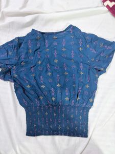 Chic V-Neck Smocked Waist snatch Top