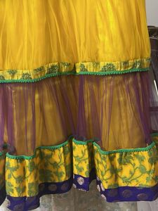 Yellow &amp; Green Embroidered Lehenga Choli