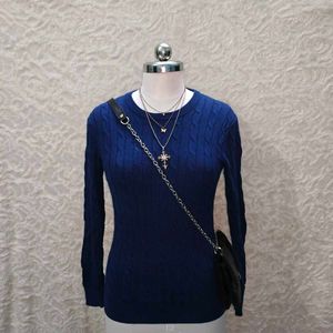 UNIQLO Classic Navy Blue Cable Knit Sweater