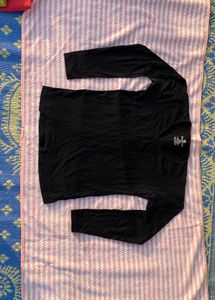 Black Cotton Full Sleeves Top