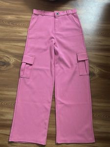 Pink Wide Leg Cargo Pants