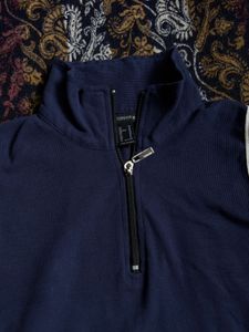 Navy Blue Sleeveless Quarter Zip Top