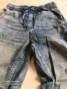 7-8 Yrs, 22" Waist Kids Blue Denim Cargo Joggers