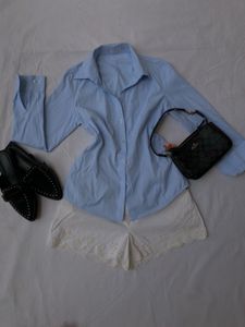 Light Blue Button-Up fitted Shirt Outfit