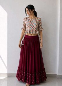 Long Marron Skirt With Top 💗