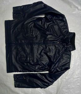 Blue Faux Leather Jacket