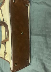 Classic Beige &amp; Brown Tote Bag