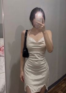 Elegant Satin Cowl Neck Mini Dress
