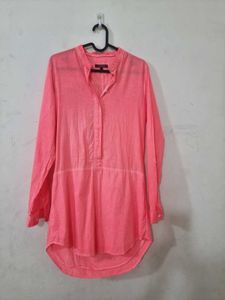 Tommy Hilfiger Pink Garment-Dyed Shirt Mini Dress.