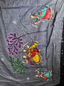 Pure cotton single ikkat pattachitra saree