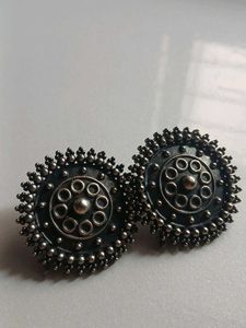 Oxidized Silver Ethnic Earrings