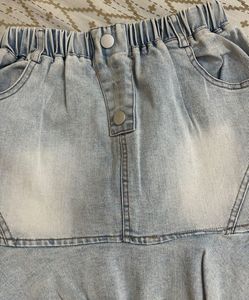 Light Wash Denim Ruffle Skirt