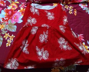 Red Floral Print Mini top