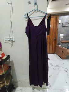 Elegant Purple Maxi Dress with Thigh Slit