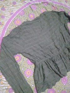 Chic Olive Green Peplum Top