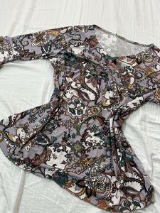 Paisley Print V-Neck Top