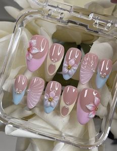 Exquisite Pastel 3D Flower Press-On Nails