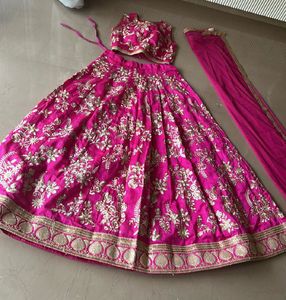 Elegant Pink Embroidered Lehenga Choli Set