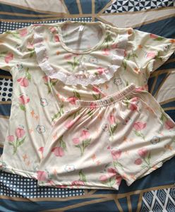 Cute Floral Print Pajama Set